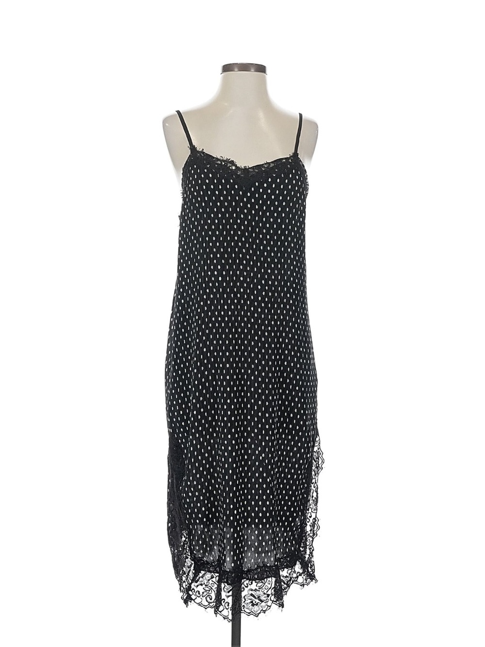 Free People Black Polka Dot Lace-Trim Slip